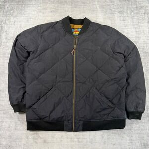 Eddie Bauer Jacket Mens 2XL Tall Black Skyliner Down Quilted Bomber Retro
